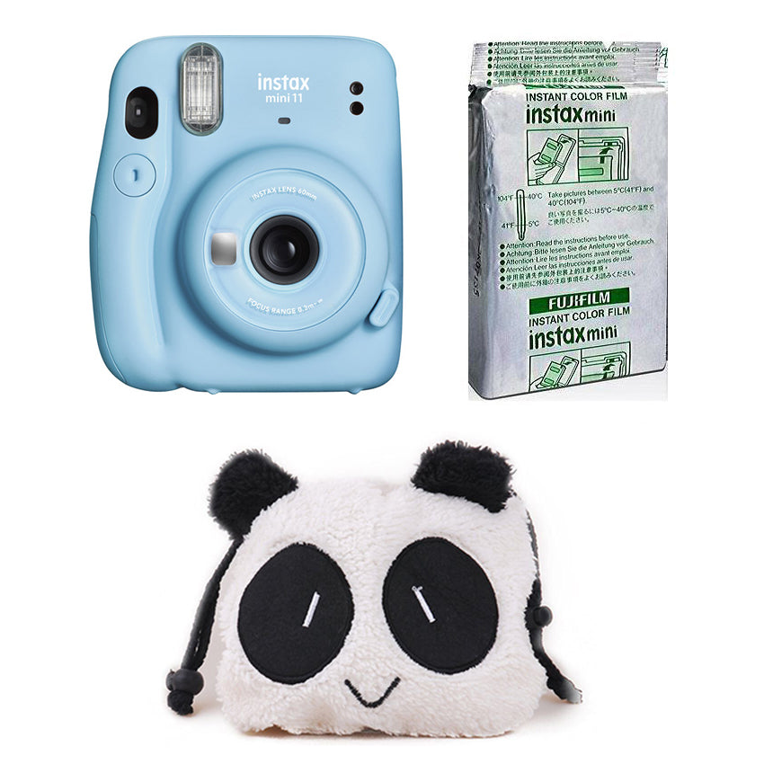 Fujifilm popular instax mini 11 blue with case and double pack of film