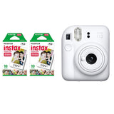 FUJIFILM INSTAX Mini 12 Instant Film Camera with 10X2 Pack of Instant Film Clay White