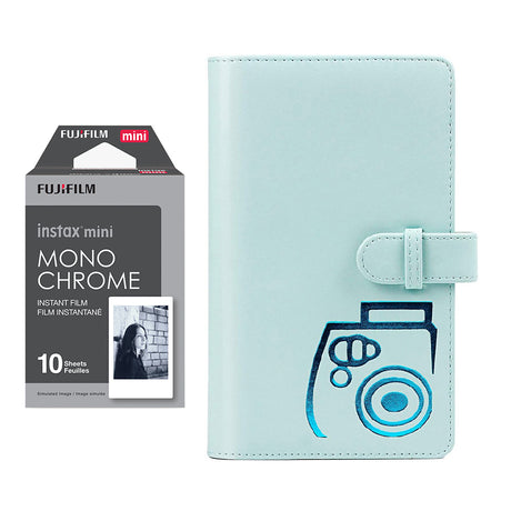 Fujifilm Instax  mini 10X1 Monochrome Instant Film with 96-sheet Album for mini film (Ice blue)