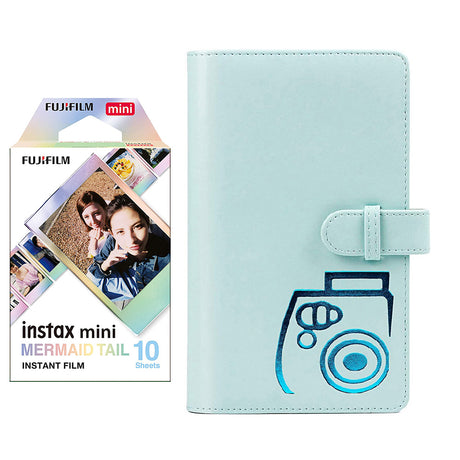 Fujifilm Instax  mini 10X1 mermaid tail Instant Film with 96-sheet Album for mini film (Ice blue)