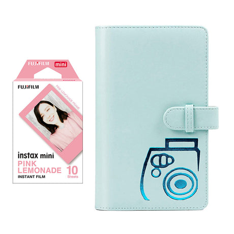 Fujifilm Instax  mini 10X1 pink lemonade Instant Film with 96-sheet Album for mini film (Ice blue)