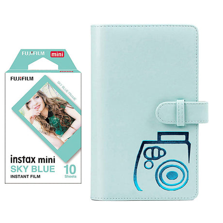 Fujifilm Instax  mini 10X1 sky blue Instant Film with 96-sheet Album for mini film (Ice blue)