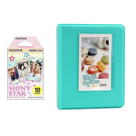 Fujifilm Instax Mini 10X1 shiny star Instant Film with Instax Time Photo Album 64 Sheets Mint Green