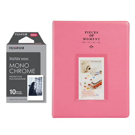 Fujifilm Instax Mini 10X1 Monochrome Instant Film With 128-sheet Album for mini film FLAMINGO PINK