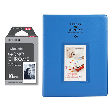 Fujifilm Instax Mini 10X1 Monochrome Instant Film With 128-sheet Album for mini film Cobalt blue