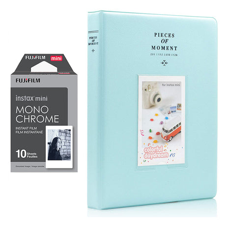 Fujifilm Instax Mini 10X1 Monochrome Instant Film With 128-sheet Album for mini film Ice blue