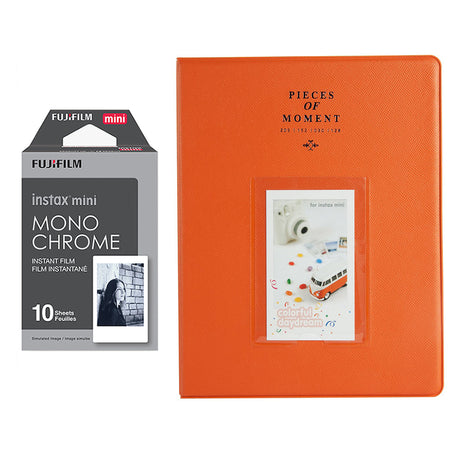 Fujifilm Instax Mini 10X1 Monochrome Instant Film With 128-sheet Album for mini film Orange