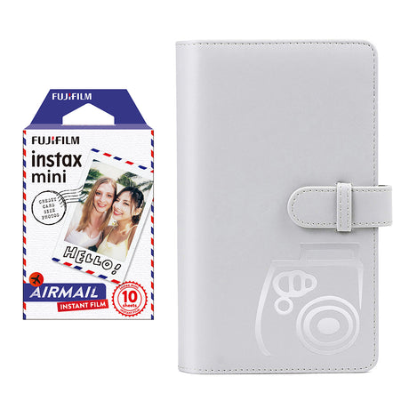 Fujifilm Instax Mini 10X1 airmail Instant Film with 96-sheet Album for mini film Smoky white