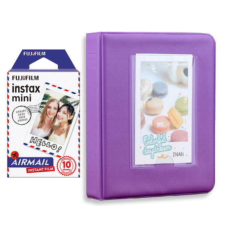 Fujifilm Instax Mini 10X1 airmail Instant Film with Instax Time Photo Album 64 Sheets Violet Purple