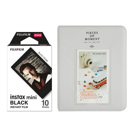 Fujifilm Instax Mini 10X1 black border Instant Film with Instax Time Photo Album 64 Sheets Smokey White