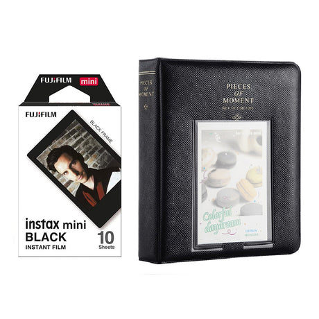 Fujifilm Instax Mini 10X1 black border Instant Film with Instax Time Photo Album 64 Sheets Charcoal grey