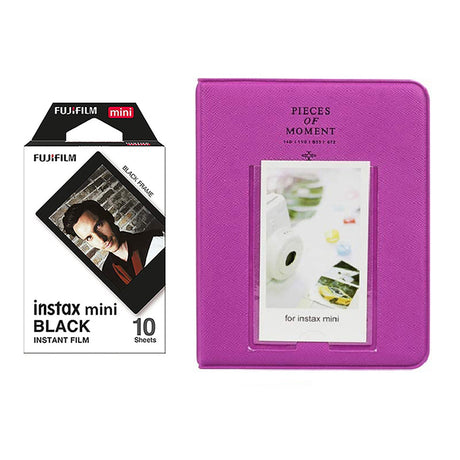 Fujifilm Instax Mini 10X1 black border Instant Film with Instax Time Photo Album 64 Sheets Grape purple