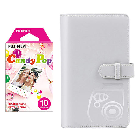 Fujifilm Instax Mini 10X1candy pop Instant Film with 96-sheet Album for mini film Smoky white