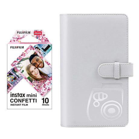 Fujifilm Instax Mini 10X1 confetti Instant Film with 96-sheet Album for mini film Smoky white