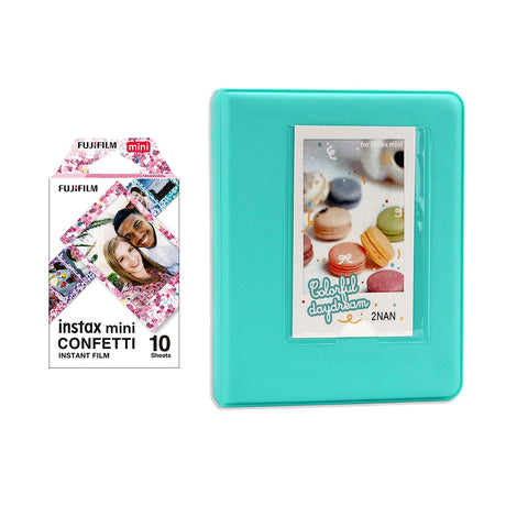 Fujifilm Instax Mini 10X1 confetti Instant Film with Instax Time Photo Album 64 Sheets Mint Green