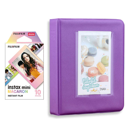 Fujifilm Instax Mini 10X1 macaron Instant Film with Instax Time Photo Album 64 Sheets Violet Purple