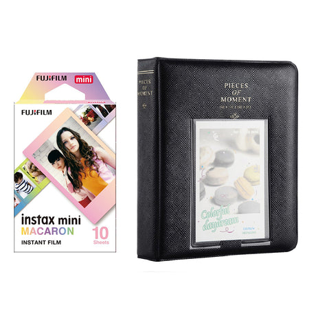 Fujifilm Instax Mini 10X1 macaron Instant Film with Instax Time Photo Album 64 Sheets Charcoal grey