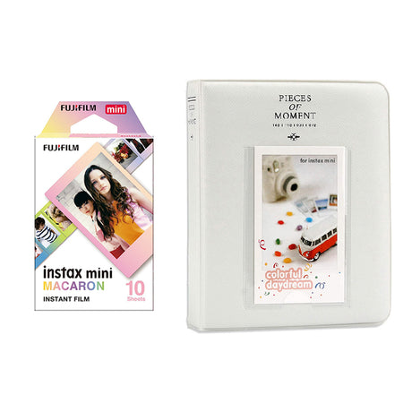 Fujifilm Instax Mini 10X1 macaron Instant Film with Instax Time Photo Album 64 Sheets Ice white