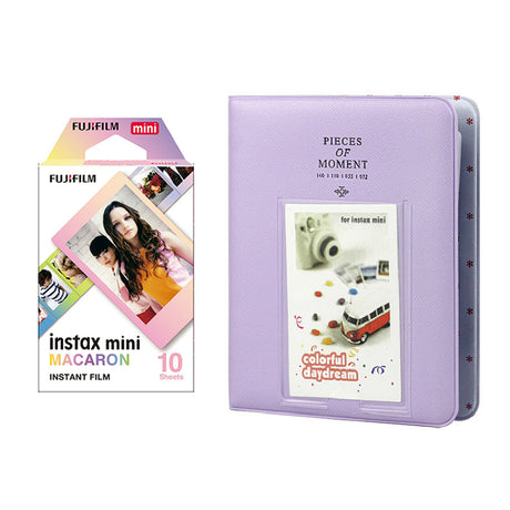 Fujifilm Instax Mini 10X1 macaron Instant Film with Instax Time Photo Album 64 Sheets lilac purple