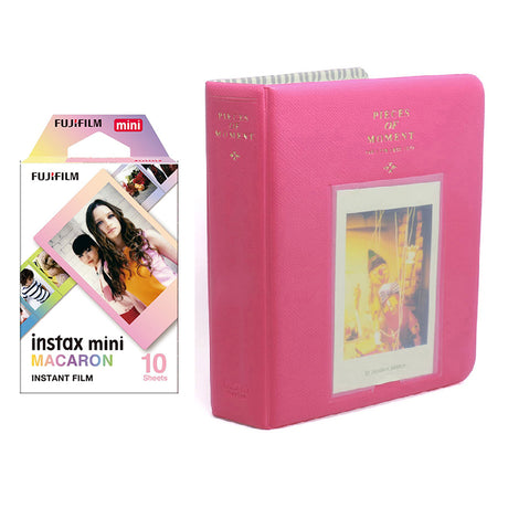 Fujifilm Instax Mini 10X1 macaron Instant Film with Instax Time Photo Album 64 Sheets Rose red