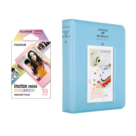 Fujifilm Instax Mini 10X1 macaron Instant Film with Instax Time Photo Album 64 Sheets Sky blue