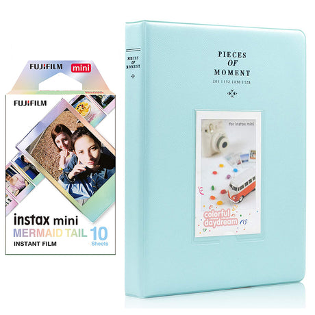 Fujifilm Instax Mini 10X1 mermaid tail Instant Film With 128-sheet Album for mini film Ice blue