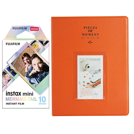 Fujifilm Instax Mini 10X1 mermaid tail Instant Film With 128-sheet Album for mini film Orange