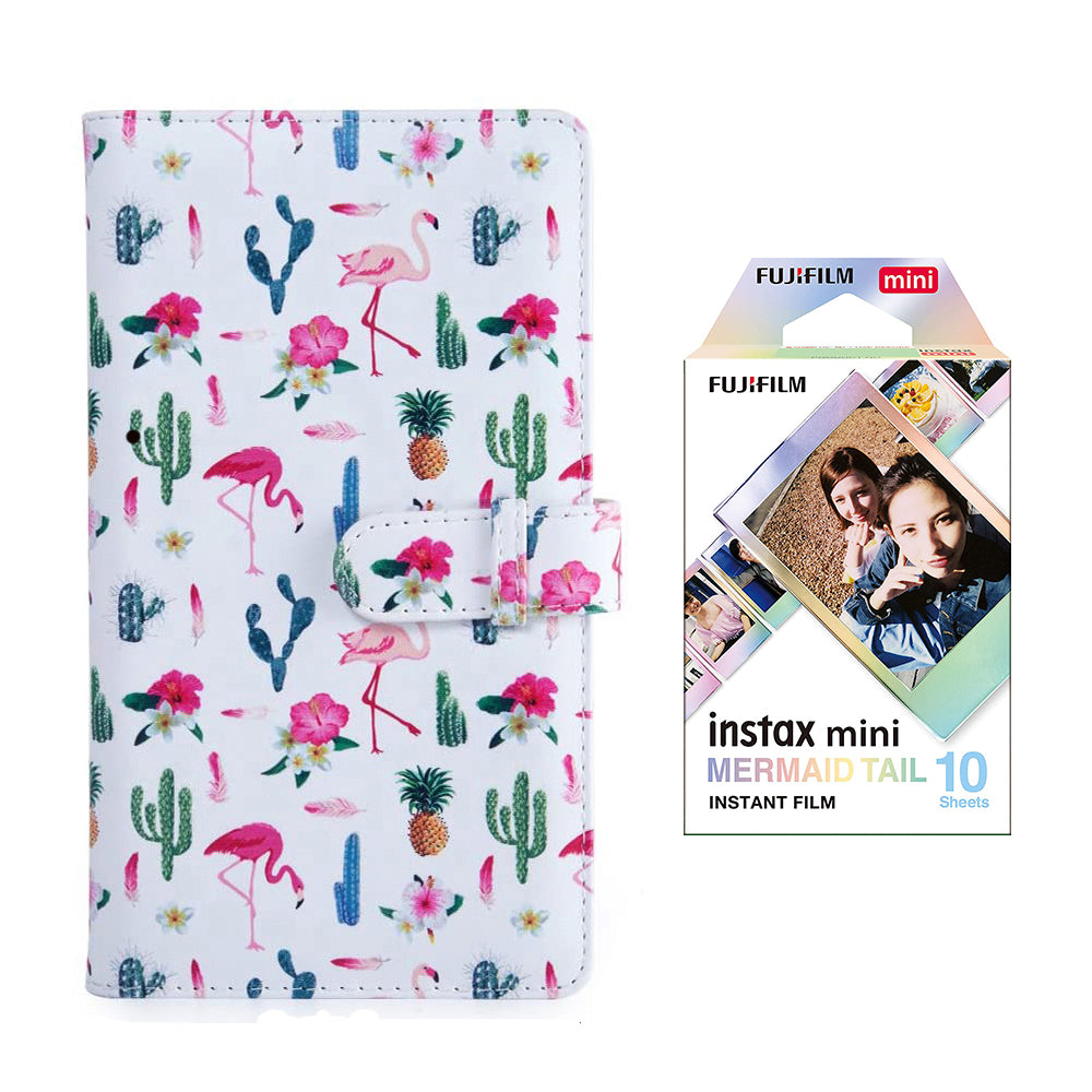 Fujifilm Instax Mini 10X1 mermaid tail Instant Film with 96-sheet Album for mini film Flamingo catus