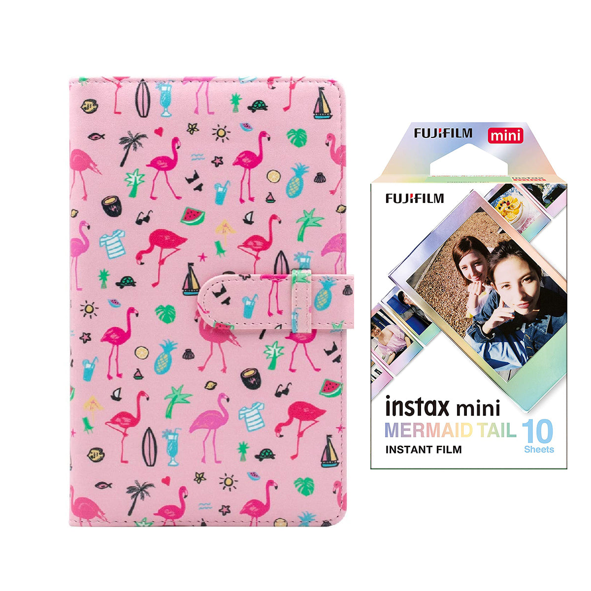 Fujifilm Instax Mini 10X1 mermaid tail Instant Film with 96-sheet Album for mini film Flamingo watermelon