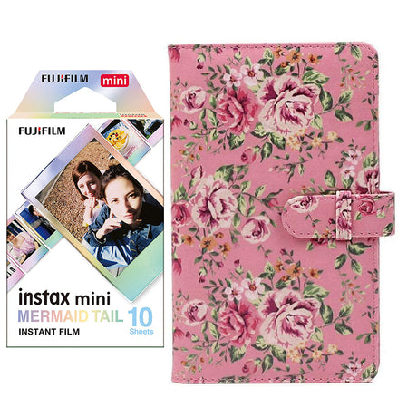 Fujifilm Instax Mini 10X1 mermaid tail Instant Film with 96-sheet Album for mini film Pink rose