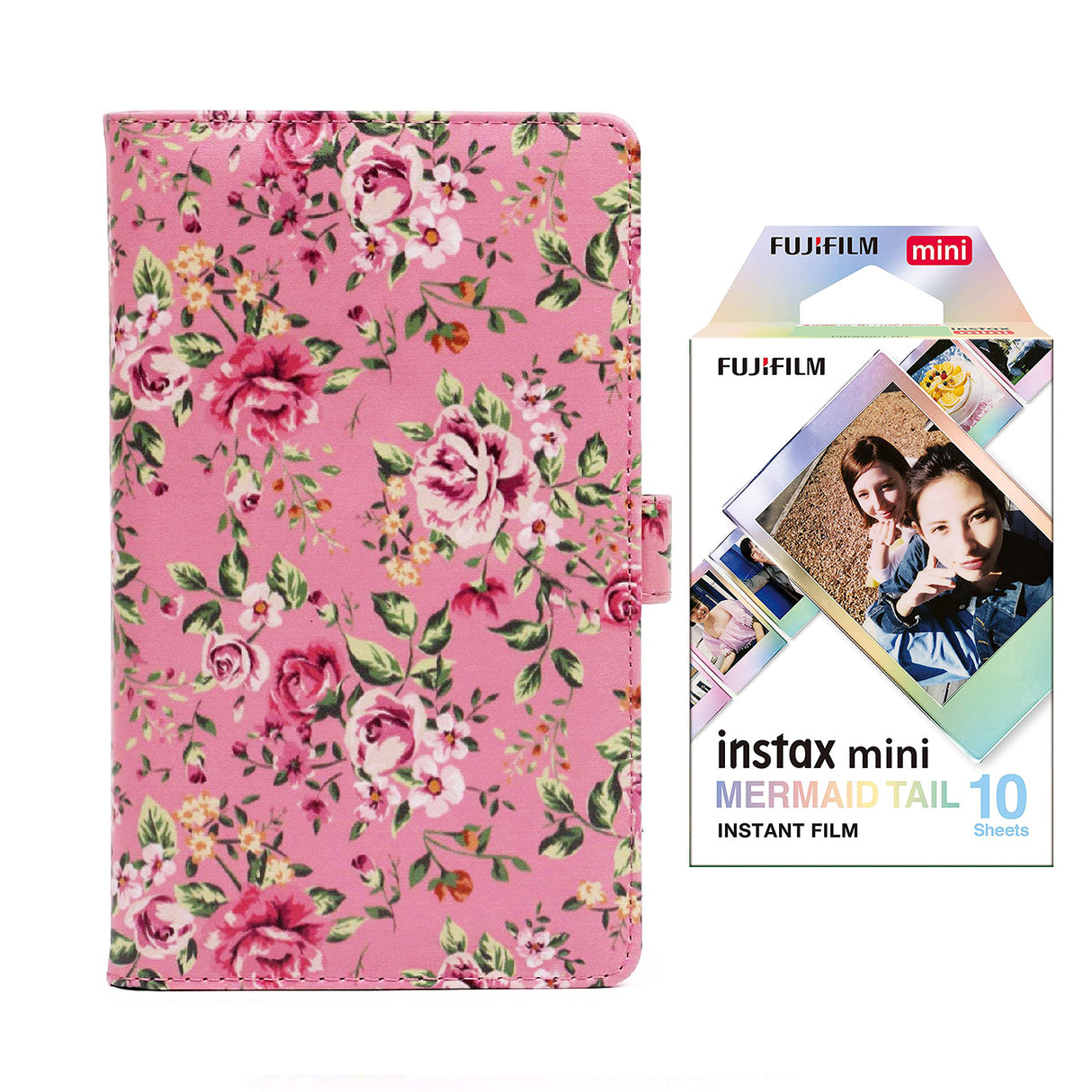 Fujifilm Instax Mini 10X1 mermaid tail Instant Film with 96-sheet Album for mini film Pink rose