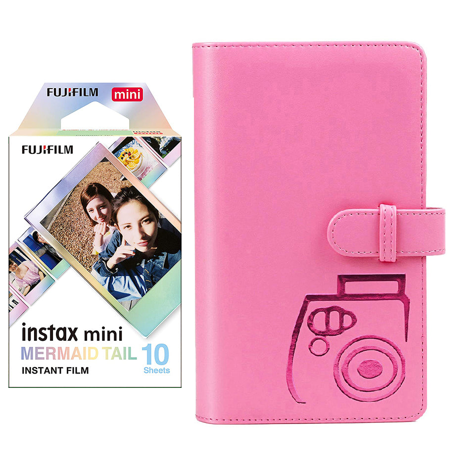 Fujifilm Instax Mini 10X1 mermaid tail Instant Film with 96-sheet Album for mini film Flamingo pink