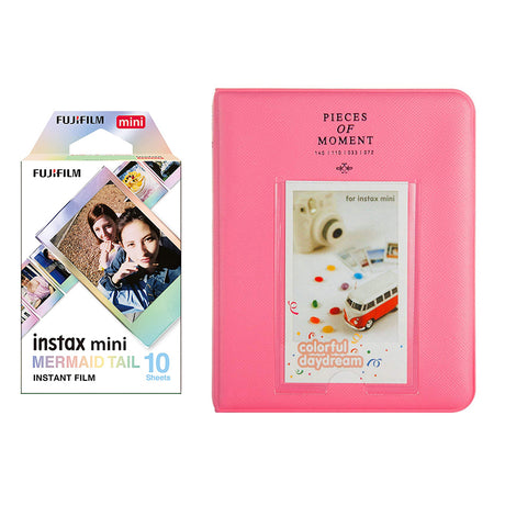 Fujifilm Instax Mini 10X1 mermaid tail Instant Film with Instax Time Photo Album 64 Sheets FLAMINGO PINK