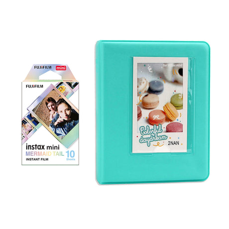 Fujifilm Instax Mini 10X1 mermaid tail Instant Film with Instax Time Photo Album 64 Sheets Mint Green