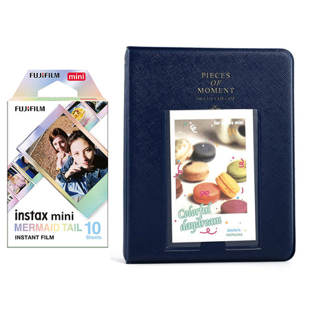 Fujifilm Instax Mini 10X1 mermaid tail Instant Film with Instax Time Photo Album 64 Sheets Navy blue