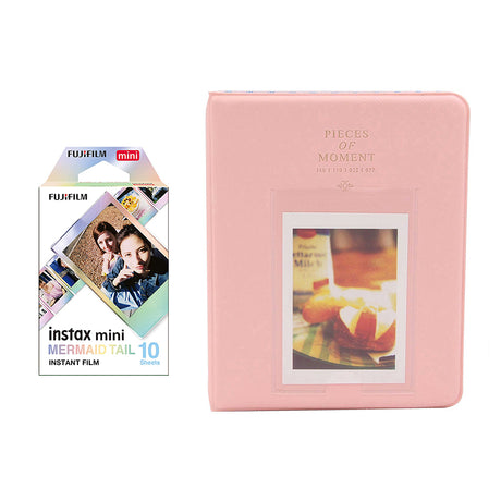 Fujifilm Instax Mini 10X1 mermaid tail Instant Film with Instax Time Photo Album 64 Sheets Peach pink