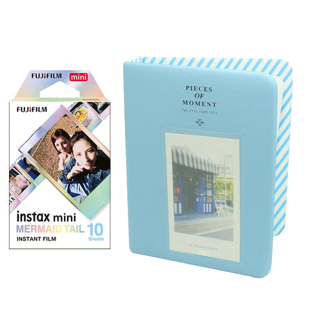 Fujifilm Instax Mini 10X1 mermaid tail Instant Film with Instax Time Photo Album 64 Sheets Water Blue