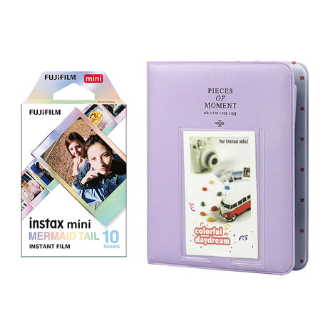 Fujifilm Instax Mini 10X1 mermaid tail Instant Film with Instax Time Photo Album 64 Sheets lilac purple