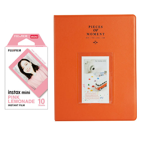 Fujifilm Instax Mini 10X1 pink lemonade Instant Film With 128-sheet Album for mini film Orange