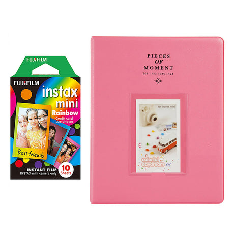 Fujifilm Instax Mini 10X1 rainbow Instant Film With 128-sheet Album for mini film Flamingo pink