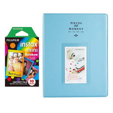 Fujifilm Instax Mini 10X1 rainbow Instant Film With 128-sheet Album for mini film Blue