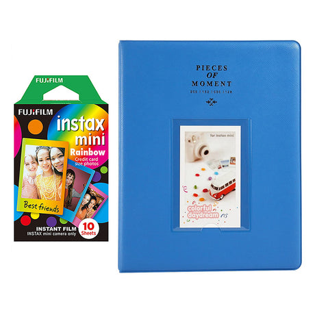 Fujifilm Instax Mini 10X1 rainbow Instant Film With 128-sheet Album for mini film Cobalt blue