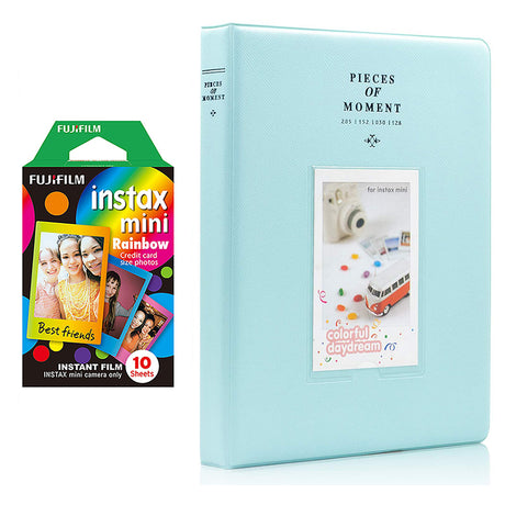 Fujifilm Instax Mini 10X1 rainbow Instant Film With 128-sheet Album for mini film Ice blue