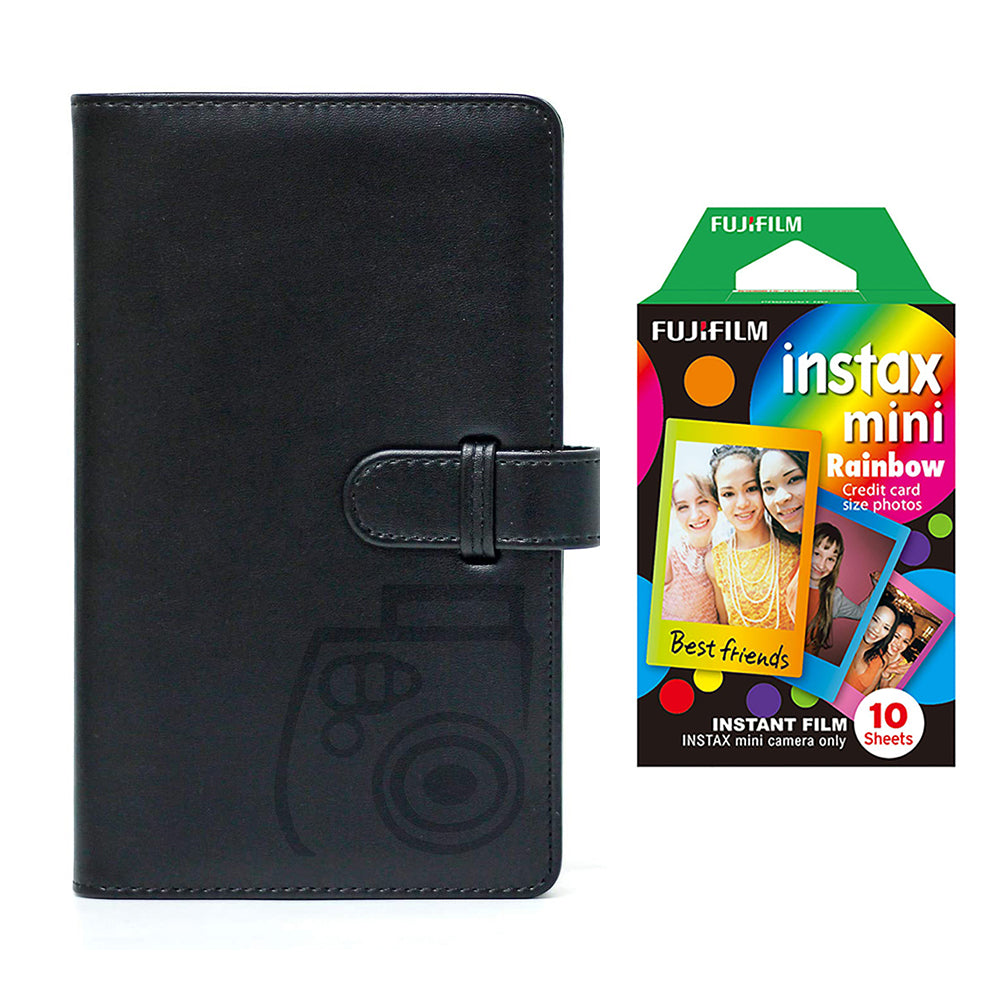 Fujifilm Instax Mini 10X1 rainbow Instant Film with 96-sheet Album for mini film Charcoal gray