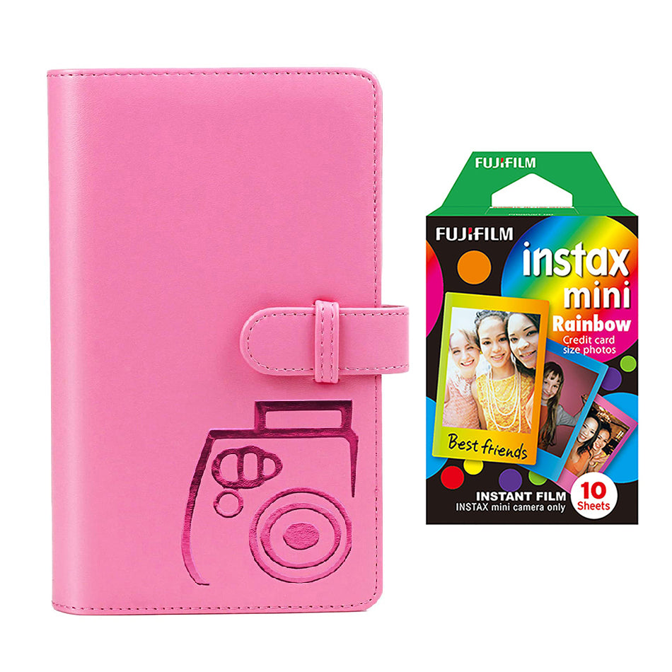 Fujifilm Instax Mini 10X1 rainbow Instant Film with 96-sheet Album for mini film Flamingo pink