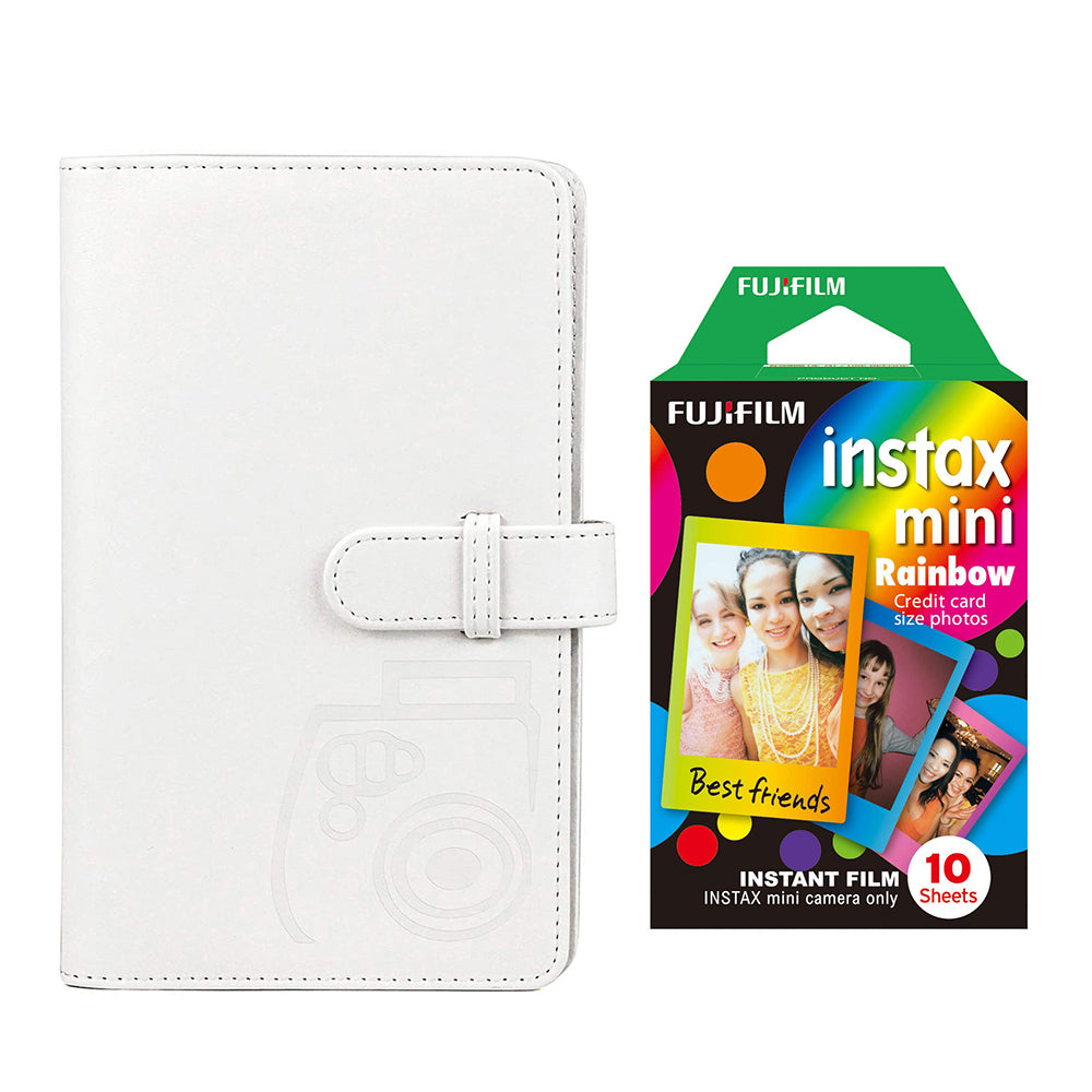 Fujifilm Instax Mini 10X1 rainbow Instant Film with 96-sheet Album for mini film lce white