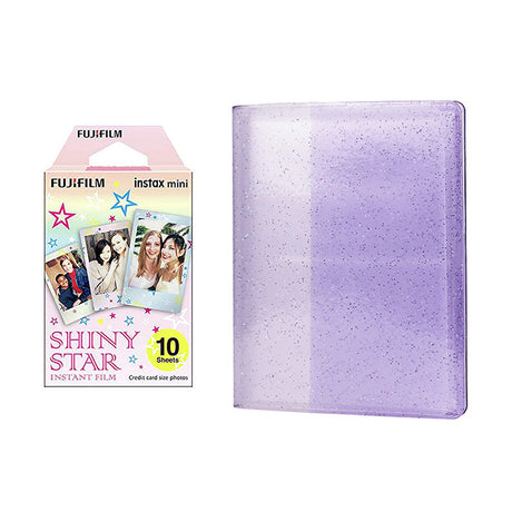 Fujifilm Instax Mini 10X1 shiny star Instant Film with 64-Sheets Album For Mini Film 3 inch Lilac purple