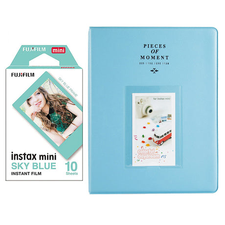 Fujifilm Instax Mini 10X1 sky blue Instant Film With 128-sheet Album for mini film Blue