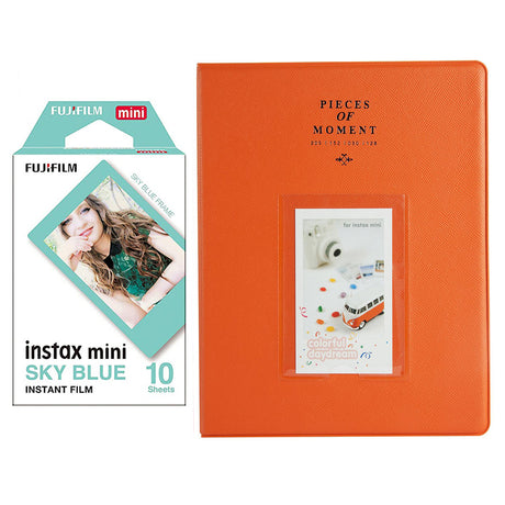 Fujifilm Instax Mini 10X1 sky blue Instant Film With 128-sheet Album for mini film Orange