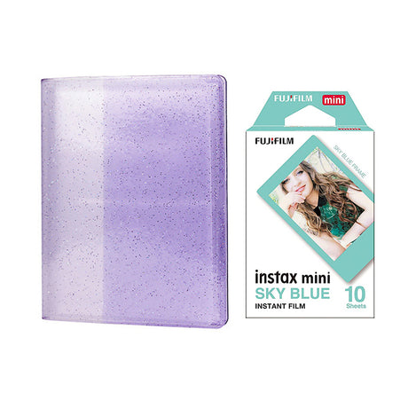 Fujifilm Instax Mini 10X1 sky blue Instant Film with 64-Sheets Album For Mini Film 3 inch Lilac purple